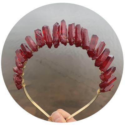 China Wholesale Natural Raw Crystals Hair Crown Aura Point Headband Spiritual Healing Crystal Wedding Crown For Bridal Wedding Gifts Hair Accessories for sale