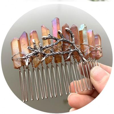 China European and American Style Rhinestone Quartz Crystals Hair Comb Wedding Head Piece for sale