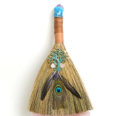 China Mini Witch Broom Amethyst Altar Broom Natural Witches Broom for sale