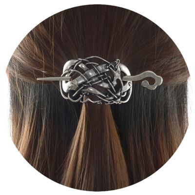 China Celtice Hair Barrette Viking Hairpin Oval Eight-character Pattern Ladies Hairpin Iron Hair Accessories for sale