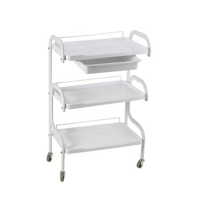 China White Modern Salon Trolley Manicure Pedicure OEM Plastics Spa Tools Trolleys Drawer Beauty Salon Hair Trolley Rolling Service Trolley for sale