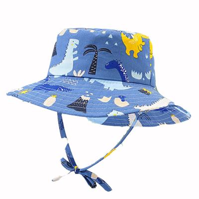 China Animal Print Logo Fisherman Bucket Hat Dinosaur Pattern Premium Quality Striped Cotton Cap For Kids for sale