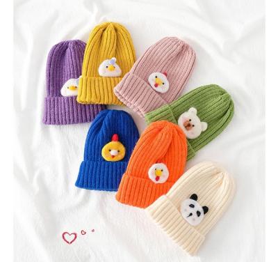 China COMMON Colors Cute Animal Logo Comfortable Warm Kid Baby Winter Beanie Knitted Hat For 0-6 All Age for sale