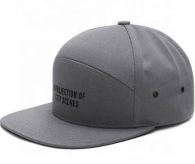 China COMMON Classic Structured Gray Washed Twill Cotton Flat Brim Sports Running Camp Cap Hat With Embroidery Logo For Women Men for sale