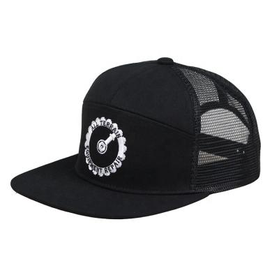 China Summer New Arrival 7 Panel Cotton Men's Sun Mesh Cap Hat Flat Bill Snapback Hat for sale