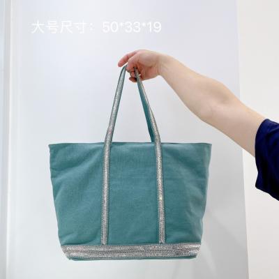 China High Quality Wholesale Fashion Canvas Rhinestone Large Capacity Trendy Tote Bag for sale