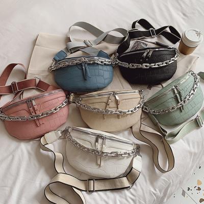 China Fashion New Fashion Women Chest Bag Stone Grain Texture Women Waist Bag Chain Women Fanny Pack for sale