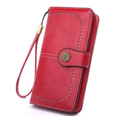 China Women Large Capacity Waterproof PU Leather Wristlet Clutch Wallets Good Quality Women Card Holder Purse for sale