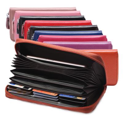 China 2021 New Style RFID High Capacity Credit ID Business Card Holder Genuine Leather Waller For Women for sale