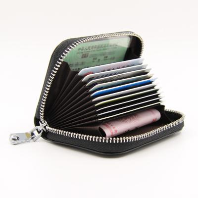 China Small RFID Wallet Ladies Card Holder Men Card Bag Waterproof Anti-theft Multi-Function Zipper Whip Leather Multiple Credit Card Wallet for sale