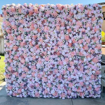 China Artificial Flowers Rose Floral Wall Silk Artifical Flower Wall Backgrounds Indoor Outdoor Photography Backdrop Valentine's Day Decoration 10x10ft for sale