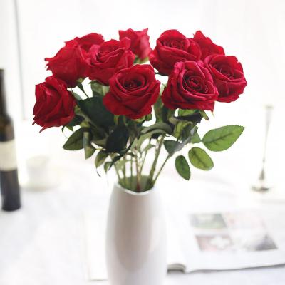 China Wholesale Beautiful Colorful Artificial Flower Fake Rose High Grade Home Decoration Single Red Rose Flower Artificial Silk Rose Real Touch Latex Rose Flower for sale