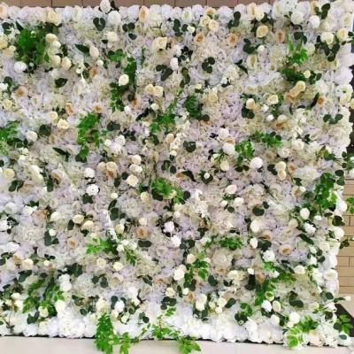 China Wholesale Eco-Friendly Roll Up Large Artificial Silk Rose Peony Floral Wall Panels Flower Pink Wall Backdrop For Wedding Decor for sale