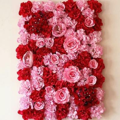 China Manufacturer Wholesale Indoor Outdoor Rose Flower Wall Panel Silk Decoration Wedding Artificial Rose Flower Wall Backdrop for sale