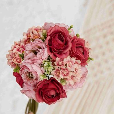 China Factory direct sale eco-friendly cheap flower bundles for wedding decoration bridal bouquet artificial rose flower mixed bouquet for sale