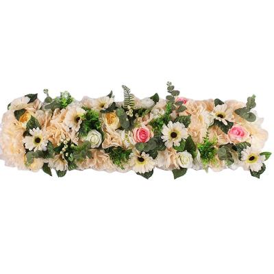 China Wedding Party Event Decoration Hot Sale European Artificial Rose Flower Runner Wedding Silk Flower Row for sale