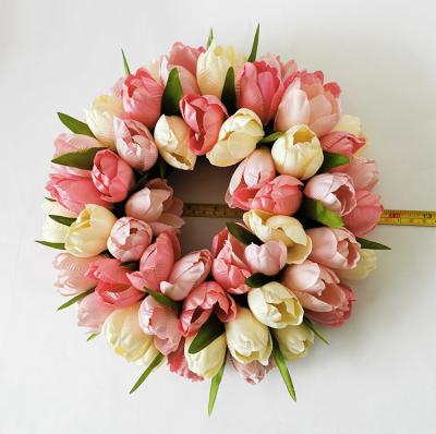 China Eco-Friendly Artificial Tulip Spring Wreath for Front Door, Wedding Decoration Wall Decor for sale