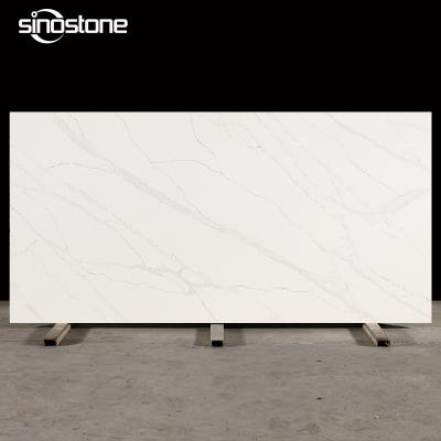 China Durable Polished Big Veins Marble White Color Calacatta Quartz Slab Stone Low-silicon Material For Kitchen Top Countertop for sale