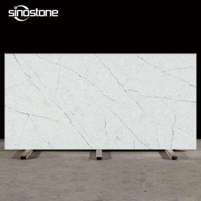 China Factory Price Durable Good Quality Calacatta Gray Color Short Vein Artificial Quartz Stone Slab For Kitchen Table Countertops for sale