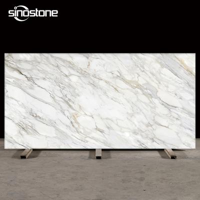 China Durable Calacatta Gray Vein Big Slab Artificial White Marble Stones Quartz Slab For Kitchentop Countertop Wall Table for sale