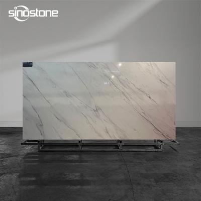 China Natural Calacatta Quartz Slab Kitchen Vanity Tops Quartz Slab Countertops Durable White Artificial Stone Worktop for sale