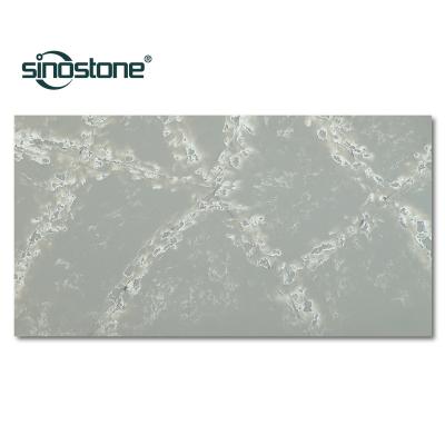 China Durable natural marble look quartz surface. Gray quartz stone with white veins. for sale