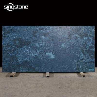 China Durable Newcomers Engineered Stone Dark Blue Color Concrete Series For Kitchen Countertops Living Room Background for sale