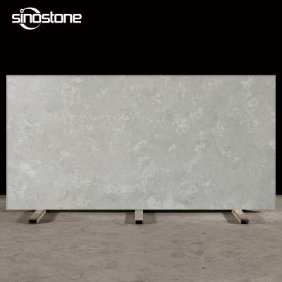 China Customized Size Durable Gray Color Artificial Quartz Stone Dull Polish Slab For Kitchen Countertops Artificial Stone Slab for sale