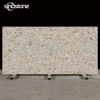 China Durable Factory Polished Cream Quartz Series Stone Countertops Outdoor Artificial Concrete Slabs Large White Color Slab for sale