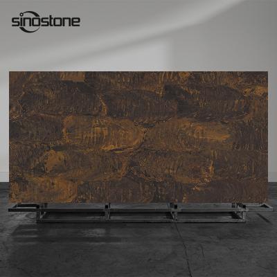 China Dark Brown Outdoor Engineered Quartz Marble Stone Slab Durable Concrete Series Real Touch For Kitchen Countertop Decor for sale