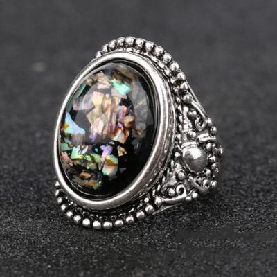 China Fashion Retro Charming Women's Handmade Jewelry LXQ-0157 Elegant Temperament Ring Exquisite Pattern Inlaid High End Resin Jewelry for sale