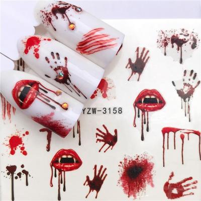 China 2020 Plastic 3D Horror Halloween Nail Sticker Maple Leaf Seahorse Nail Water Sticker Nail Art LJ-0029 for sale