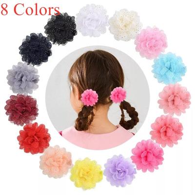 China Flowers Tiny Hair 2.4 Inch 2PC Environmentally Friendly Hollowed Out Hair Cut Cute Princess Flower Headdress New Headwear Baby Hairpins Cloth for sale