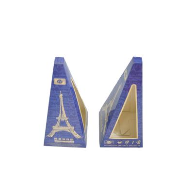 China Recycled Materials Wholesale Price Blue Color Packaging Kids Toy Triangle Customizable Paper Tower Box for sale