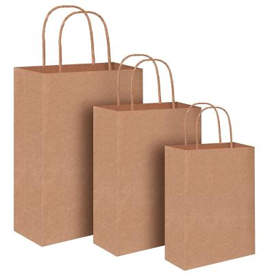 China Recycled Materials Brown Recyclable Kraft Paper Bags Paper Handbag For Shopping for sale