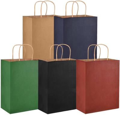 China Recycled Materials Gift Wrapping Paper Handbag Party Recyclable Paper Shopping Bags With Handles Bulk for sale