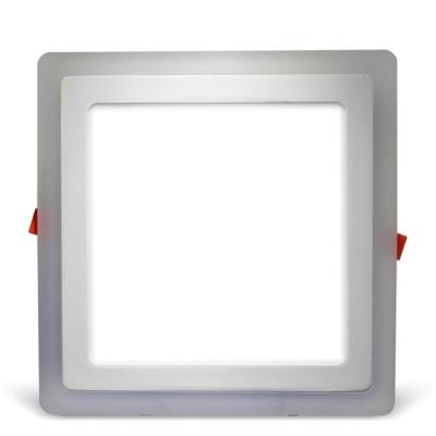 China Two Color In One Panel Household Lighting 130lm Ultra Thin Square Dual Color Led Slim Panel Light for sale