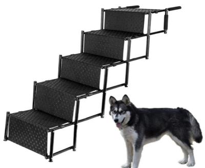 China Sustainable 5Step Pet Car Step Stairs For Portable And Folding Improved Large Pet Dog Ladder for sale