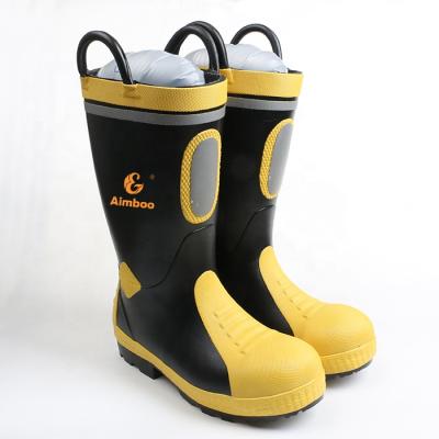 China Aimboo Huaerxin safety shoes factory directly waterproof firefighters work high boots rubber boots cut work shoes for sale