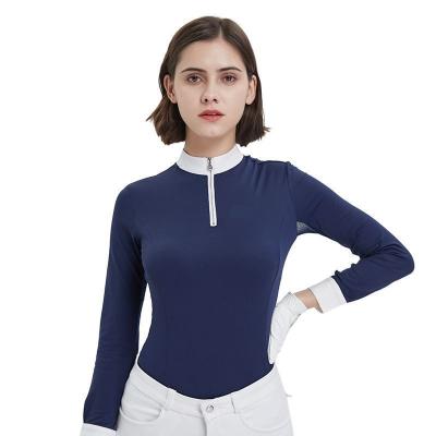 China High Elastic Woman Comfortable Breathable Waterproof Best Long Sleeve Riding Clothing Popular Equestrian Top Customized Size for sale