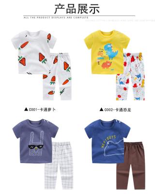 China Wholesale 100% Cotton Summer Baby Kids Clothes Smart Casual Shorts Sleeve Sets T-shirt With Long Shorts Pajamas for sale