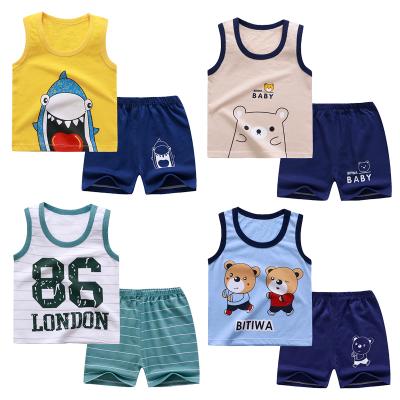 China 2021 hot sale boys and girls cotton summer vest suit children's clothing baby clothes soft short suit for sale