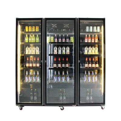 China Single-temperature Factory Direct Commercial Glass Three Door Upright Beer Freezer for sale