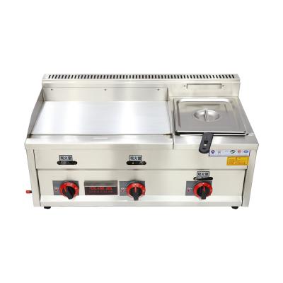 China 2021 fast food restaurant factory manufacture 8mm heating plate thickness restaurant gas griddle with fryer cast iron griddle for sale