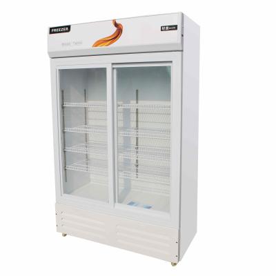 China Refrigerated Beer Glass Upright Vertical Freezer Beverage Cooler Single-Temperature Door Display Freezer for sale