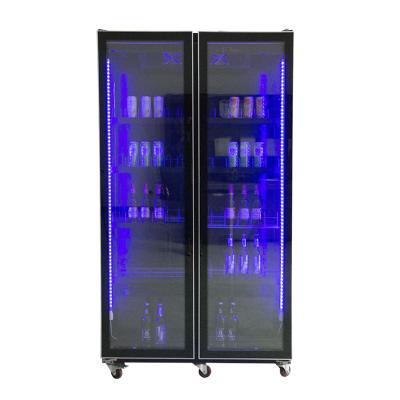 China Single-temperature Factory Supermarket Beer Freezer / Hot Selling Commercial Upright Double Door Refrigerator for sale