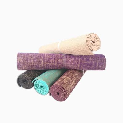 China Non-slip Durable Washable Waterproof Wholesalers Produce Non-slip Fitness PVC Jute Yoga Sweat-absorption Mat for sale