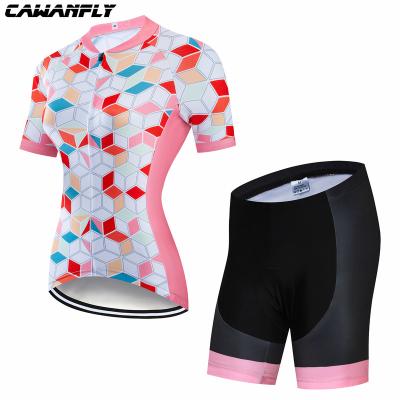 China Antibacterial Women's Tank Top Cycling Set, Summer Girl's Lady Short Sleeve Breathable Mountain Bike Clothing Cycling Set for sale