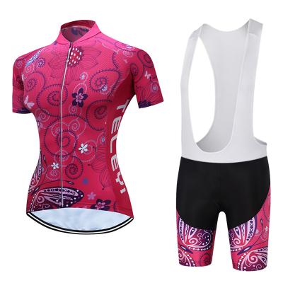 China Antibacterial Red Women Cycling Jersey Shorts China Manufacture Butterfly Bicycle Clothing Women for sale