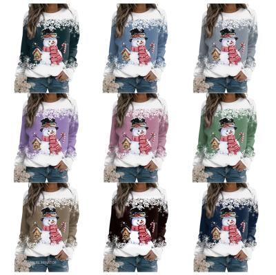 China Wholesale Custom Women's Anti-wrinkle Sweatshirt 3D Snowman Snowman Printing Digital Printed Design Long Sleeve Hoodie For Women for sale